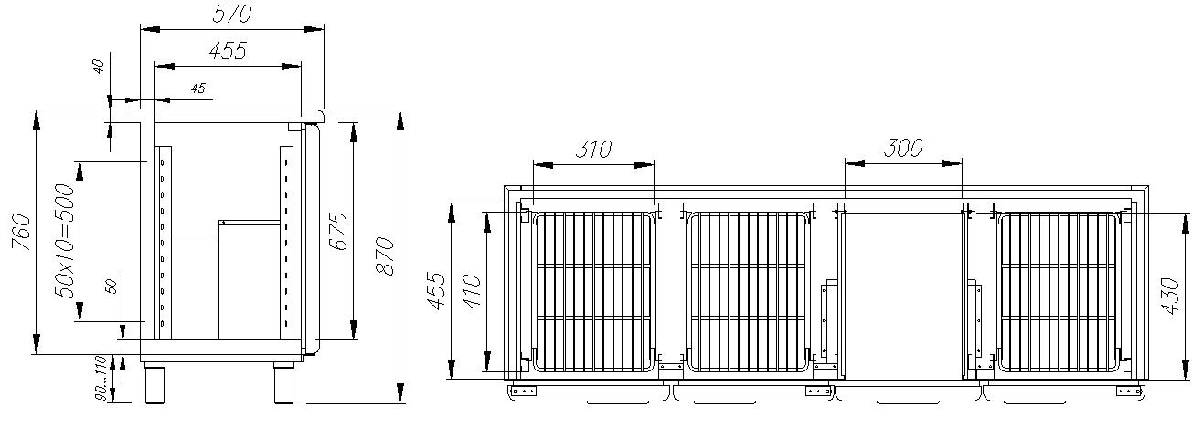 Стол холодильный T57 M3-1 0430 (BAR-360 Сarboma) Polus