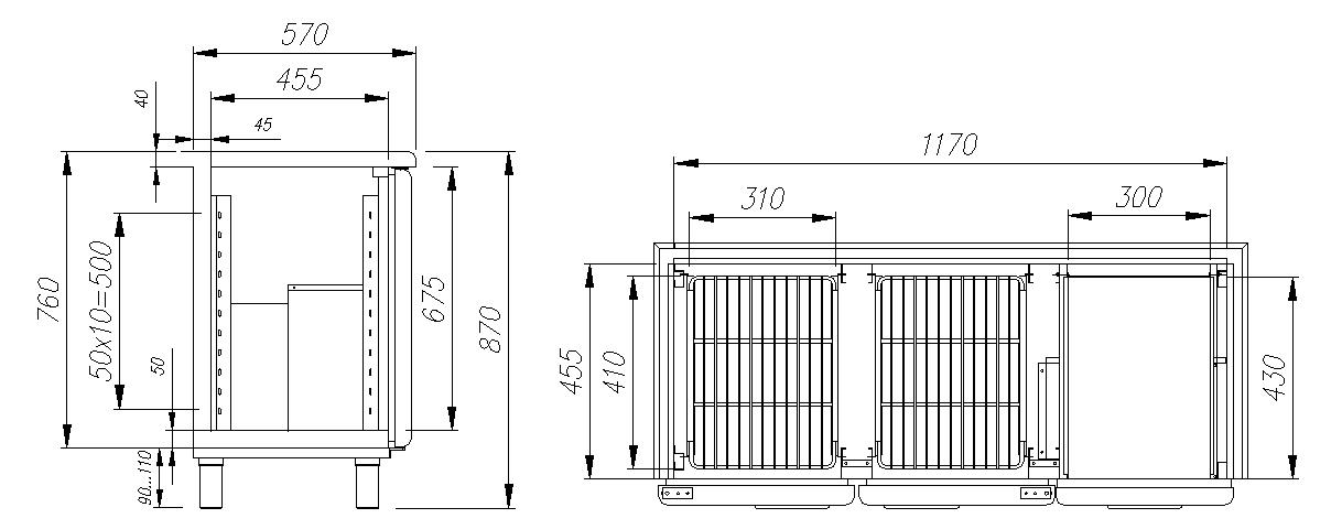 Стол холодильный T57 M2-1-G 0430 (BAR-250С Сarboma) Polus